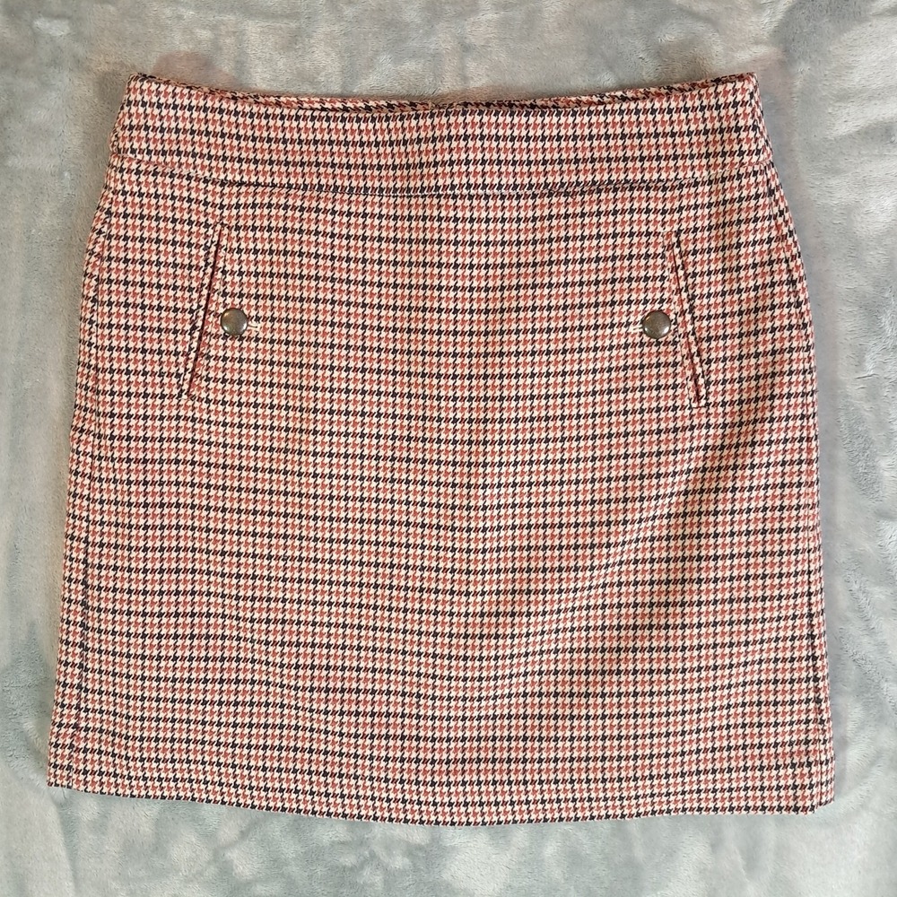 Ann Taylor Loft Houndstooth Mini Skirt Womens Size 4 Preppy Fall Academia